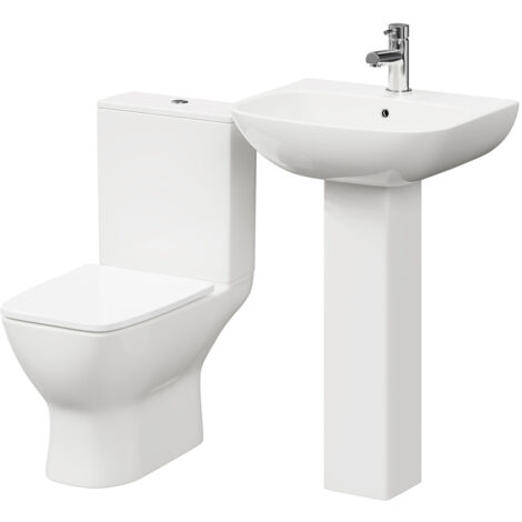 Wholesale Domestic Kingston 545mm Full Pedestal Basin and Open Back Toilet Suite