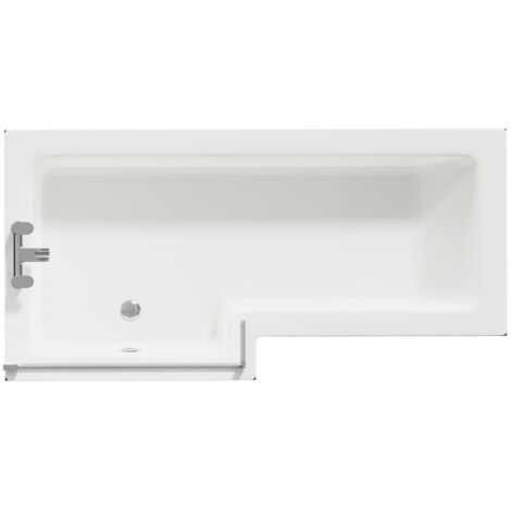 Wholesale Domestic Loire 1700mm Left Hand L Shaped Shower Bath with Bath Screen and Gloss Grey Front and End Bath Panel