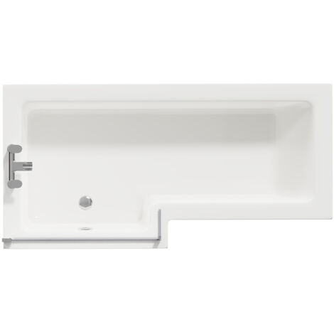 Wholesale Domestic Loire 1700mm Left Hand L Shaped Shower Bath with Bath Screen and Gloss White Front and End Bath Panel