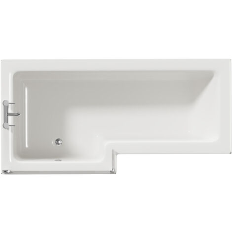 Wholesale Domestic Loire 1700mm Left Hand L Shaped Shower Bath with Bath Screen and Matt Black Front and End Bath Panel