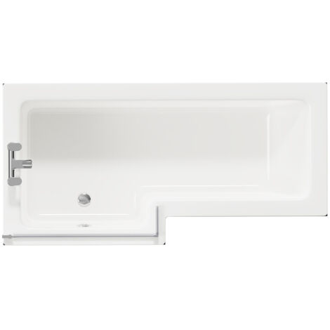 Wholesale Domestic Loire 1700mm Left Hand L Shaped Shower Bath with Bath Screen and Nero Oak Front and End Bath Panel