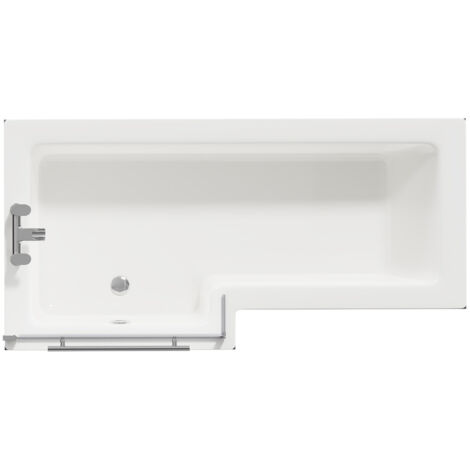 Wholesale Domestic Loire 1700mm Left Hand L Shaped Shower Bath with Towel Rail Bath Screen and Gloss Grey Front and End Bath Panel