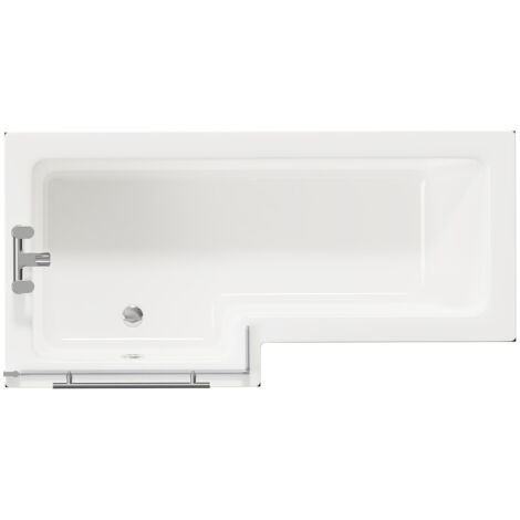 Wholesale Domestic Loire 1700mm Left Hand L Shaped Shower Bath with Towel Rail Bath Screen and Nero Oak Front and End Bath Panel