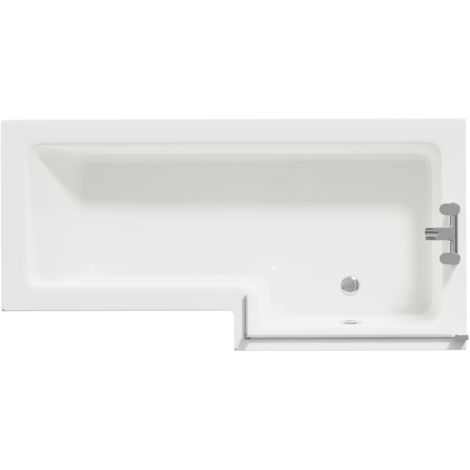 Wholesale Domestic Loire 1700mm Right Hand L Shaped Shower Bath with Bath Screen and Gloss White Front and End Bath Panel