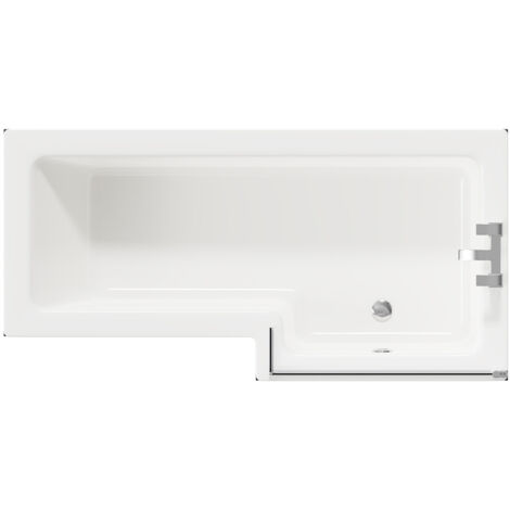 Wholesale Domestic Loire 1700mm Right Hand L Shaped Shower Bath with Polished Chrome Bath Screen and Deep Blue Front and End Bath Panels