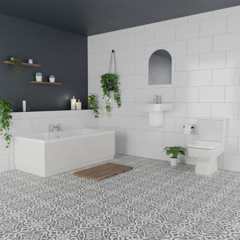 Wholesale Domestic Miller White 520mm Basin and 1500mm x 700mm Right Hand Straight Single Ended Bathroom Suite