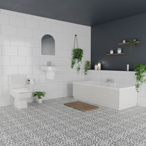 Wholesale Domestic Miller White 520mm Basin and 1700mm x 700mm Left Hand Straight Single Ended Bathroom Suite