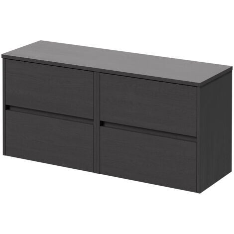 Wholesale Domestic Montego Graphite Grey 1200mm Wall Mounted Vanity Unit for Countertop Basins with 4 Drawers