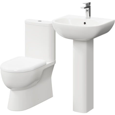 Wholesale Domestic Monza 550mm Full Pedestal Basin and Closed Back Toilet Suite