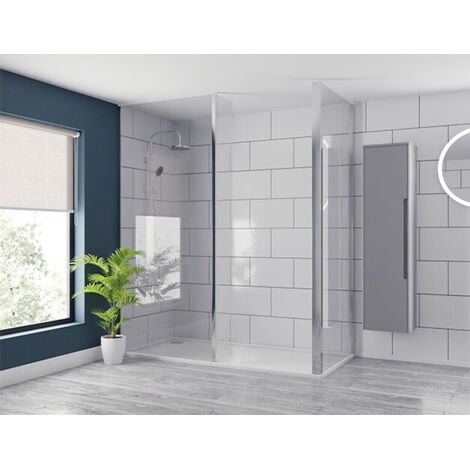 Wholesale Domestic Pacco 10mm Clear Glass Polished Chrome 2000mm x 250mm Walk In Fixed Return Shower Screen