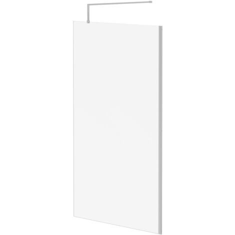 Wholesale Domestic Pacco 8mm Clear Glass Polished Chrome 1850mm x 1100mm Walk In Shower Screen including Wall Channel and Support Bar