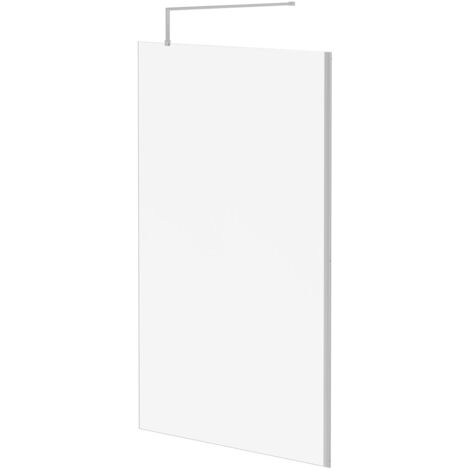 Wholesale Domestic Pacco 8mm Clear Glass Polished Chrome 1850mm x 1200mm Walk In Shower Screen including Wall Channel and Support Bar