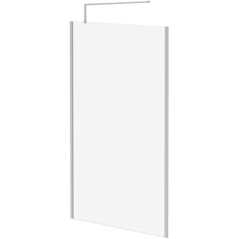 Wholesale Domestic Pacco 8mm Clear Glass Polished Chrome 1850mm x 1200mm Walk In Shower Screen including Wall Channel with End Profile and Support Bar