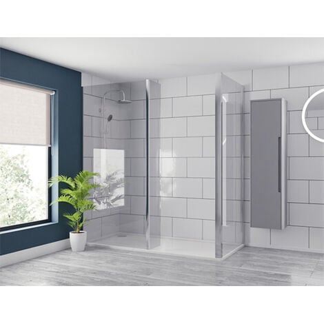 Wholesale Domestic Pacco 8mm Clear Glass Polished Chrome 1850mm x 215mm Walk In Fixed Return Shower Screen