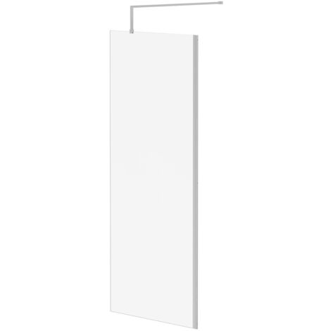 Wholesale Domestic Pacco 8mm Clear Glass Polished Chrome 1850mm x 760mm Walk In Shower Screen including Wall Channel and Support Bar