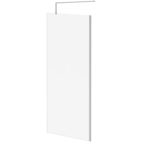 Wholesale Domestic Pacco 8mm Clear Glass Polished Chrome 1850mm x 900mm Walk In Shower Screen including Wall Channel and Support Bar