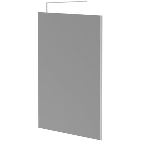 Wholesale Domestic Pacco 8mm Smoked Glass Polished Chrome 1950mm x 1400mm Walk In Shower Screen including Wall Channel and Support Bar