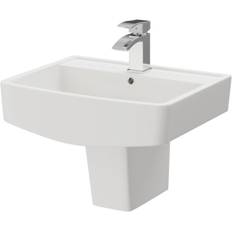 Wholesale Domestic Paulo 520mm Basin with 1 Tap Hole and Semi Pedestal