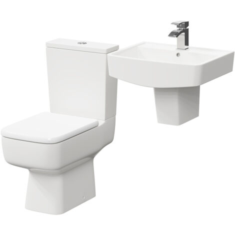 Wholesale Domestic Paulo 520mm Semi Pedestal Basin and Toilet Suite