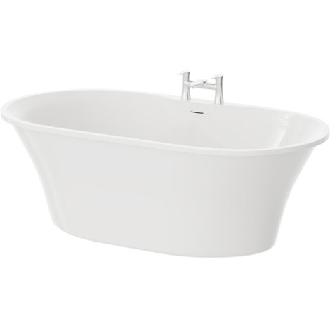 Wholesale Domestic Pescara White 1660mm x 730mm Double Ended Freestanding Bath with White Waste