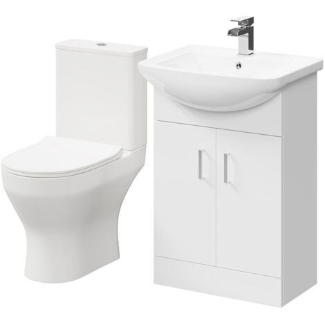 Wholesale Domestic Piura White 550mm 2 Door Vanity Unit and Toilet Suite
