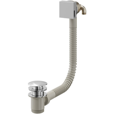 Wholesale Domestic Polished Chrome Square Free Flow Bath Filler with Push Waste and Overflow