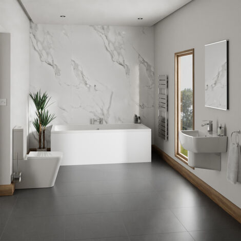 Wholesale Domestic Preston White 530mm Basin and 1800mm x 900mm Straight Double Ended Bathroom Suite