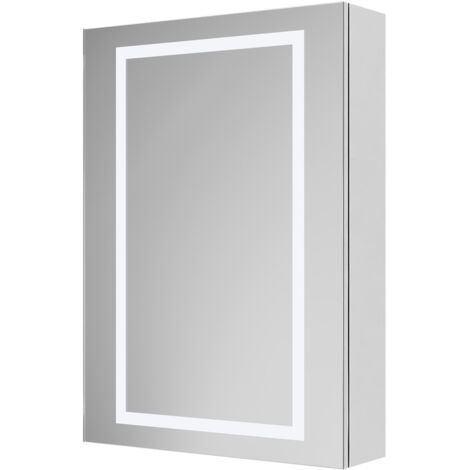 Wholesale Domestic Quail 500mm x 700mm Single Door Illuminated LED Mirrored Cabinet with Demister and Infrared Sensor and Shaver Socket