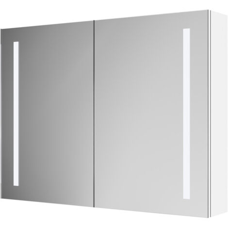 Wholesale Domestic Quaker 800mm x 600mm 2 Door Illuminated LED Mirrored Cabinet with Demister and Infrared Sensor and Shaver Socket