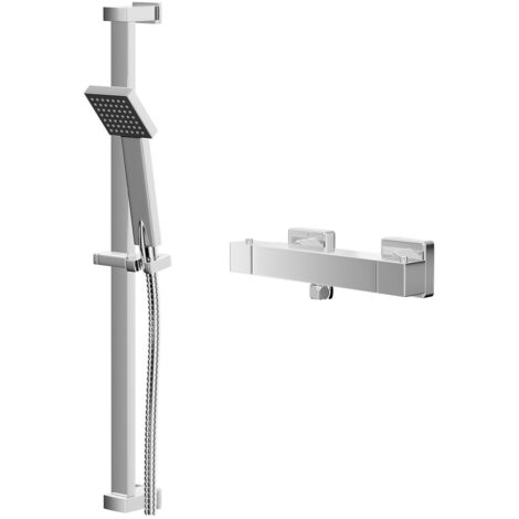 Wholesale Domestic Quattro Polished Chrome Thermostatic Bar Valve Mixer Shower with Thames Shower Slide Rail Kit