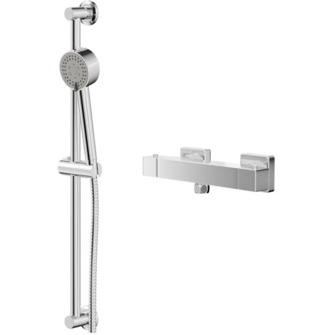 Wholesale Domestic Quattro Polished Chrome Thermostatic Bar Valve Mixer Shower with Tyne Shower Slide Rail Kit