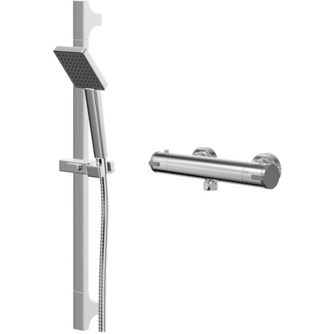 Wholesale Domestic Rondi Polished Chrome Thermostatic Bar Valve Mixer Shower with Severn Shower Slide Rail Kit