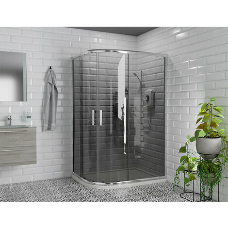 Wholesale Domestic Series 9 Chrome 1200mm x 900mm Tinted Glass 1 Door Offset Quadrant Shower Enclosure