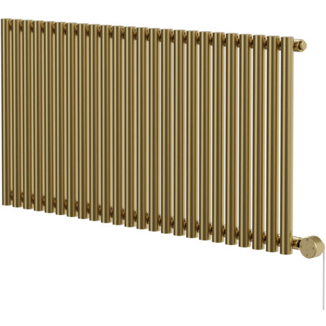 Wholesale Domestic Sinclair Colore Brushed Brass 600mm x 1195mm Horizontal Digital Thermostatic Single Panel Electric Radiator