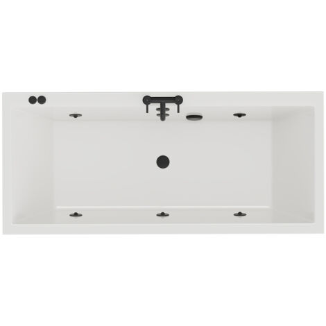 Wholesale Domestic Slim Edge 1700mm x 750mm 6 Jet Matt Black V-Tec Double Ended Whirlpool Bath