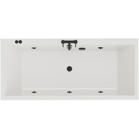 Wholesale Domestic Slim Edge 1800mm x 800mm 6 Jet Matt Black V-Tec Double Ended Whirlpool Bath