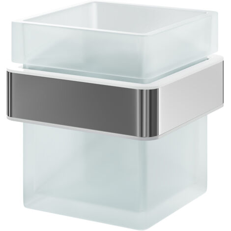 Wholesale Domestic Taurus Polished Chrome and Frosted Glass Wall Mounted Bathroom Tumbler