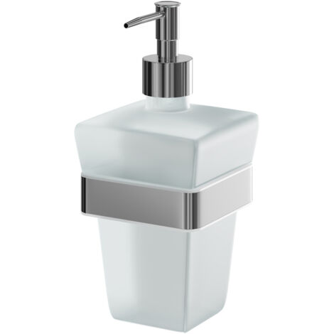 Wholesale Domestic Taurus Polished Chrome and Frosted Glass Wall Mounted Liquid Soap Dispenser