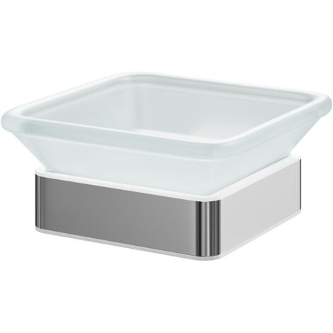 Wholesale Domestic Taurus Polished Chrome and Frosted Glass Wall Mounted Soap Dish