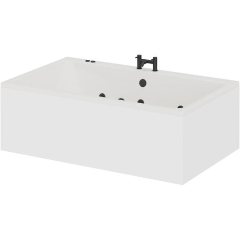 Wholesale Domestic Verna 1800mm x 1100mm 6 Jet Matt Black V-Tec Double Ended Whirlpool Bath