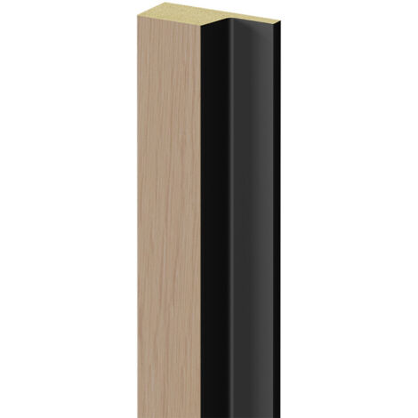 Wholesale Domestic WholePanel Slatted 20mm Oak and Black Wall Panel Tongue End Cap