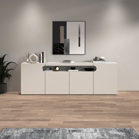 WHOUS Credenza Real con 4 ante e 1 vano aperto cashmere 200x40x80 cm