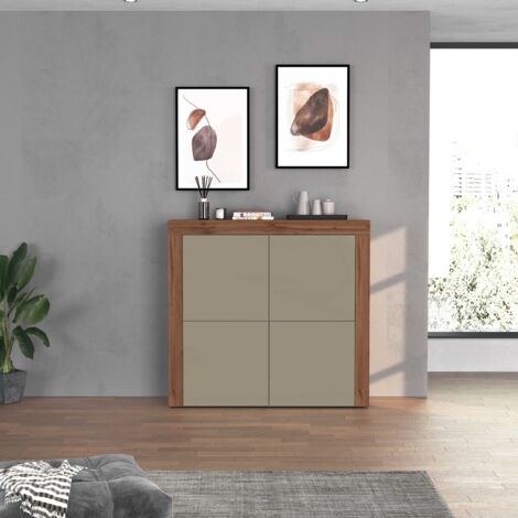 WHOUS Madia Chronos a 4 ante tortora opaco e rovere 140x40x130 cm