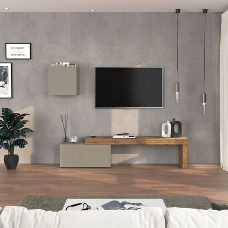 WHOUS Parete attrezzata Chronos set soggiorno tortora opaco e rovere 180/260x40 cm