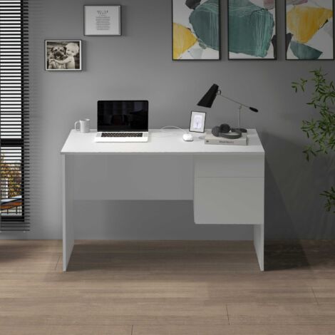 WHOUS Scrivania Easy 1 anta e 1 cassetto bianco opaco 110x50x75 cm