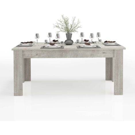 WHOUS Tavolo Allungabile JESI per Sala da Pranzo e Soggiorno, Estensibile da 140 a 190 cm, Tavolo Cucina per 6-8 Persone, Cemento