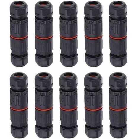 WHPPS 10 pièces IP68 étanche connecteur droit boîte de jonction fil électrique câble 3 broches connecteur extérieur prise prise bornier