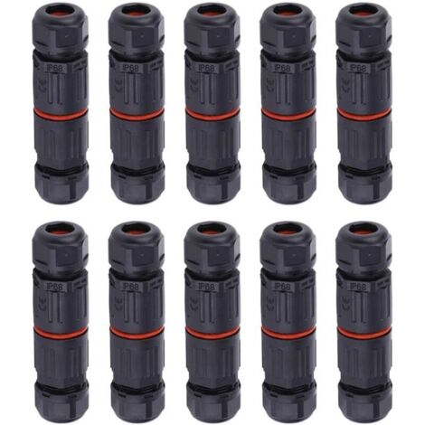 WHPPS 10 pièces IP68 étanche connecteur droit boîte de jonction fil électrique câble 3 broches connecteur extérieur prise prise bornier