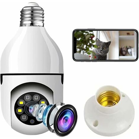 COLNK Wi-Fi-Glühbirnen-Überwachungskamera, 360-Grad-Kuppelüberwachung für den Innen- und Außenbereich, hochauflösende Nachtsichtkamera, 1080p-Smart-Home-Überwachungskamera