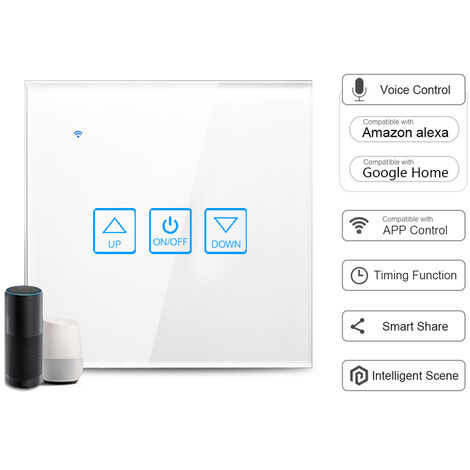 Wi-Fi Smart Dimmer Switch Glass Panel Voice Control Compatible with Alexa Google Home APP Control Timing Function Smart Share Smart Light Switch Wall Socket White (1 Gang),model:White 1 gang